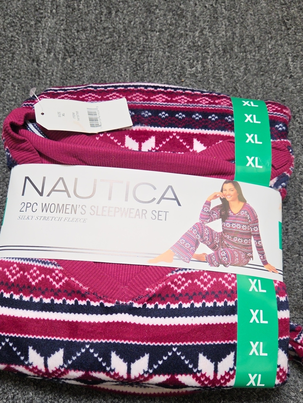 (#3) Nautica Women's 2-Piece Sleepwear Set - Berry, Navy & White